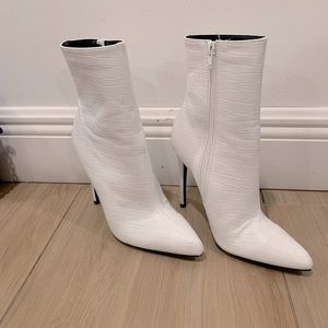 White leather high heel boots